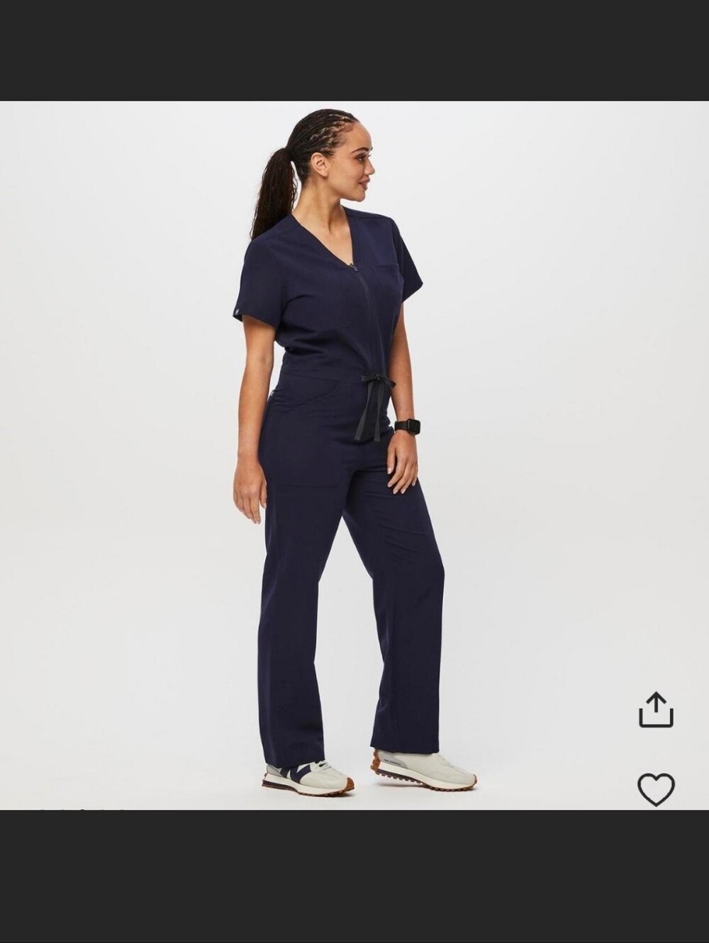 Figs Navy Zip-Front Scrub Jumpsuit - Picture 2 of 10